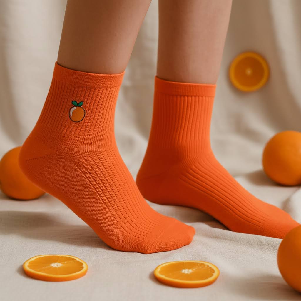 Citrus Orange Bamboo Socks | Breathable Everyday Crew Socks – PureStep - Purestep