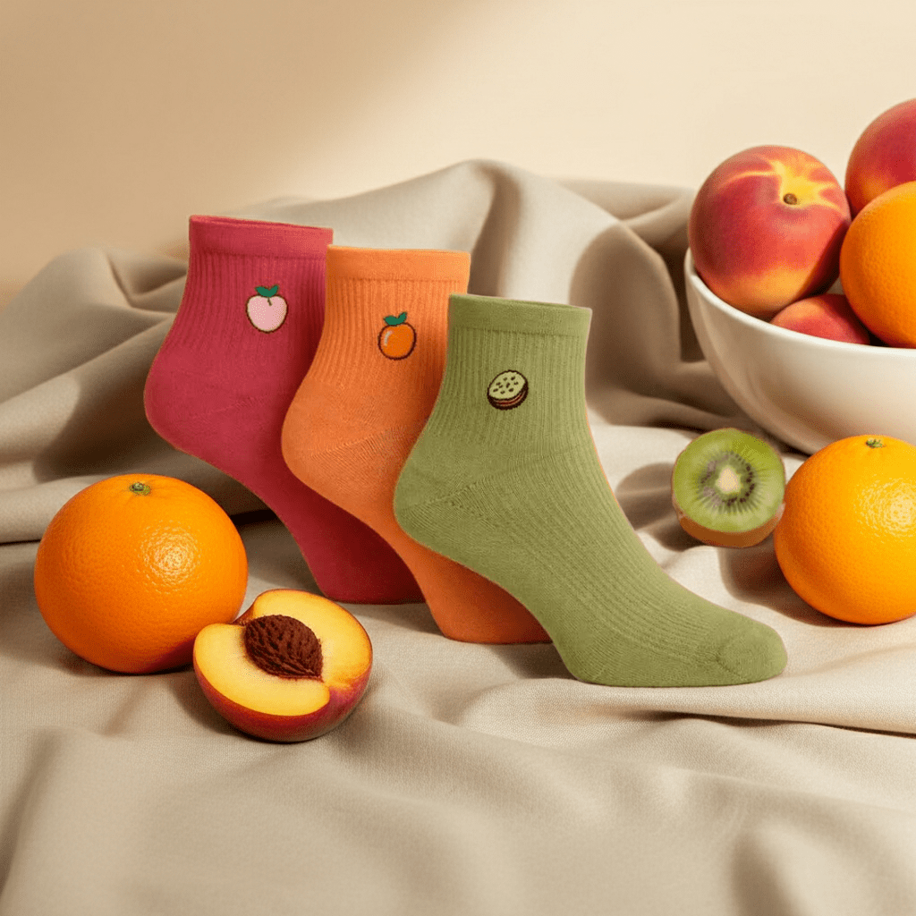 Fruit Sundae Pack – Organic Bamboo Socks (Pack of 3) | Soft, Breathable & Stylish Quarter Length Socks - Purestep