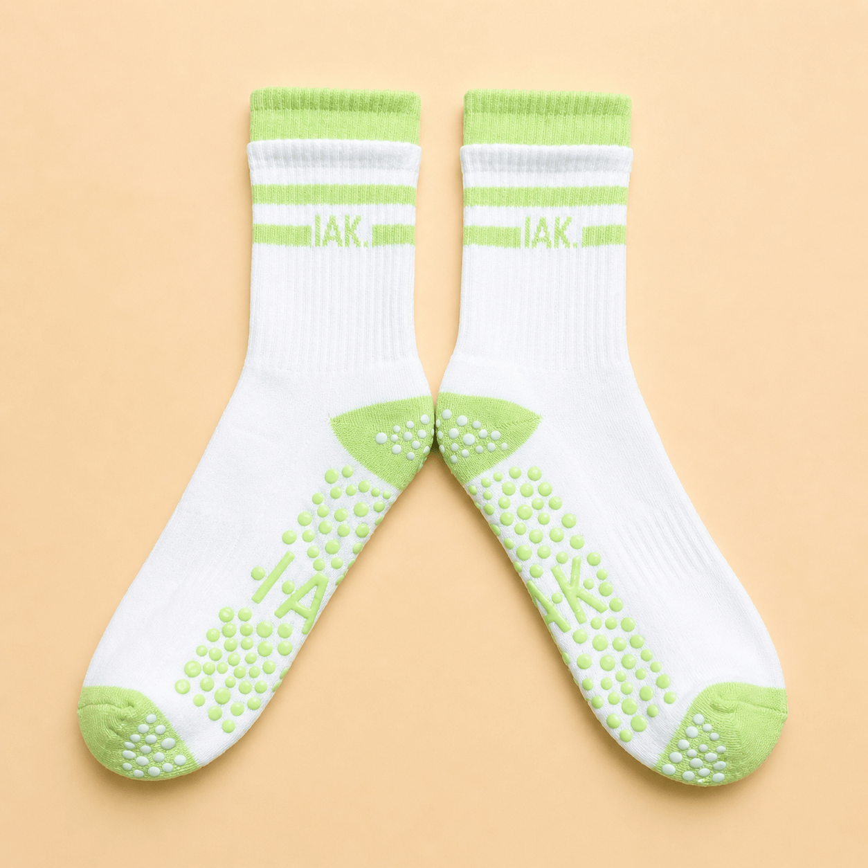 IAK Studio Grip Socks – Lime green & White - ReinStep