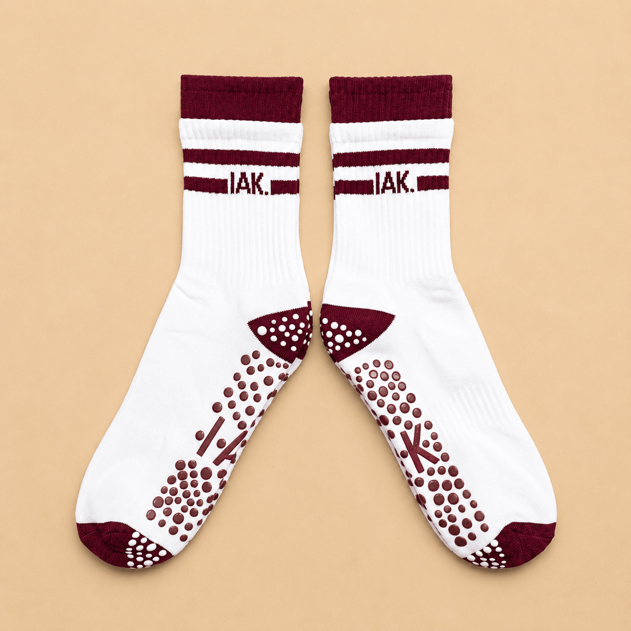 IAK Studio Grip Socks - Maroon& White - ReinStep