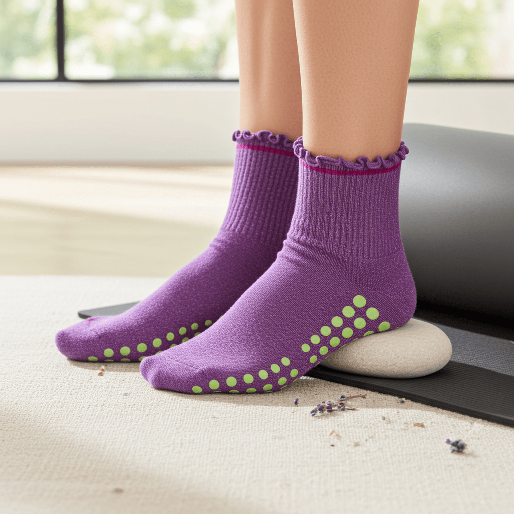 Lavender Bloom Pilates Grip Socks | Non-Slip Yoga & Reformer - Purestep