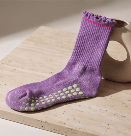 Lavender Bloom Pilates Grip Socks | Non-Slip Yoga & Reformer - Purestep