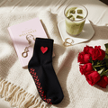 Non-Slip Black Heart-core Pilates Grip Socks – Crew Length Yoga Socks - Purestep