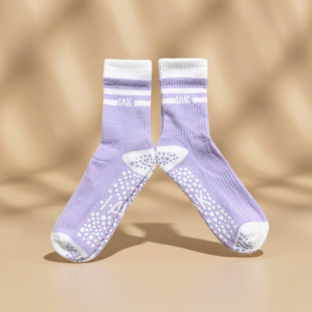 Non-Slip Crew Length Pilates & Yoga Grip Socks - Purestep