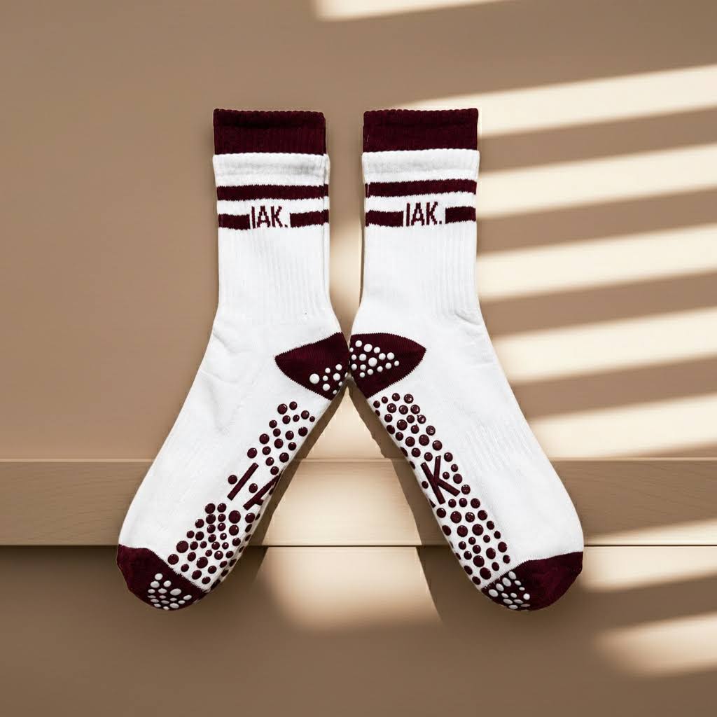 Non-Slip Crew Length Pilates & Yoga Grip Socks - Purestep