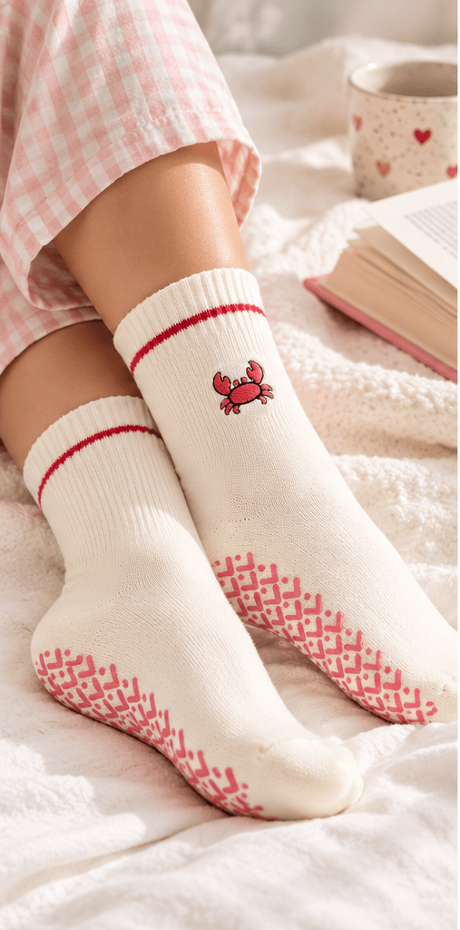 REIN Crab Studio Grip Socks | Non-Slip Pilates & Yoga Crew Socks - ReinStep