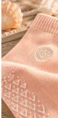 REIN Shell Pink Studio Grip Socks | Non-Slip Pilates & Yoga Crew Socks - ReinStep