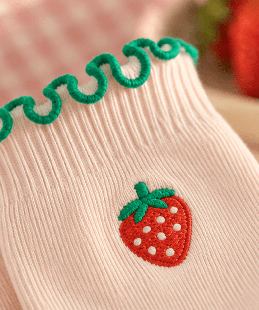 REIN Strawberry Swirl Studio Grip Socks | Non-Slip Pilates & Yoga Crew Socks - ReinStep